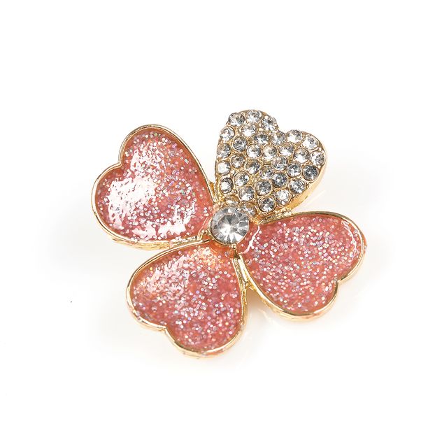 Brosa martisor trifoi roz cu pietre acrilice