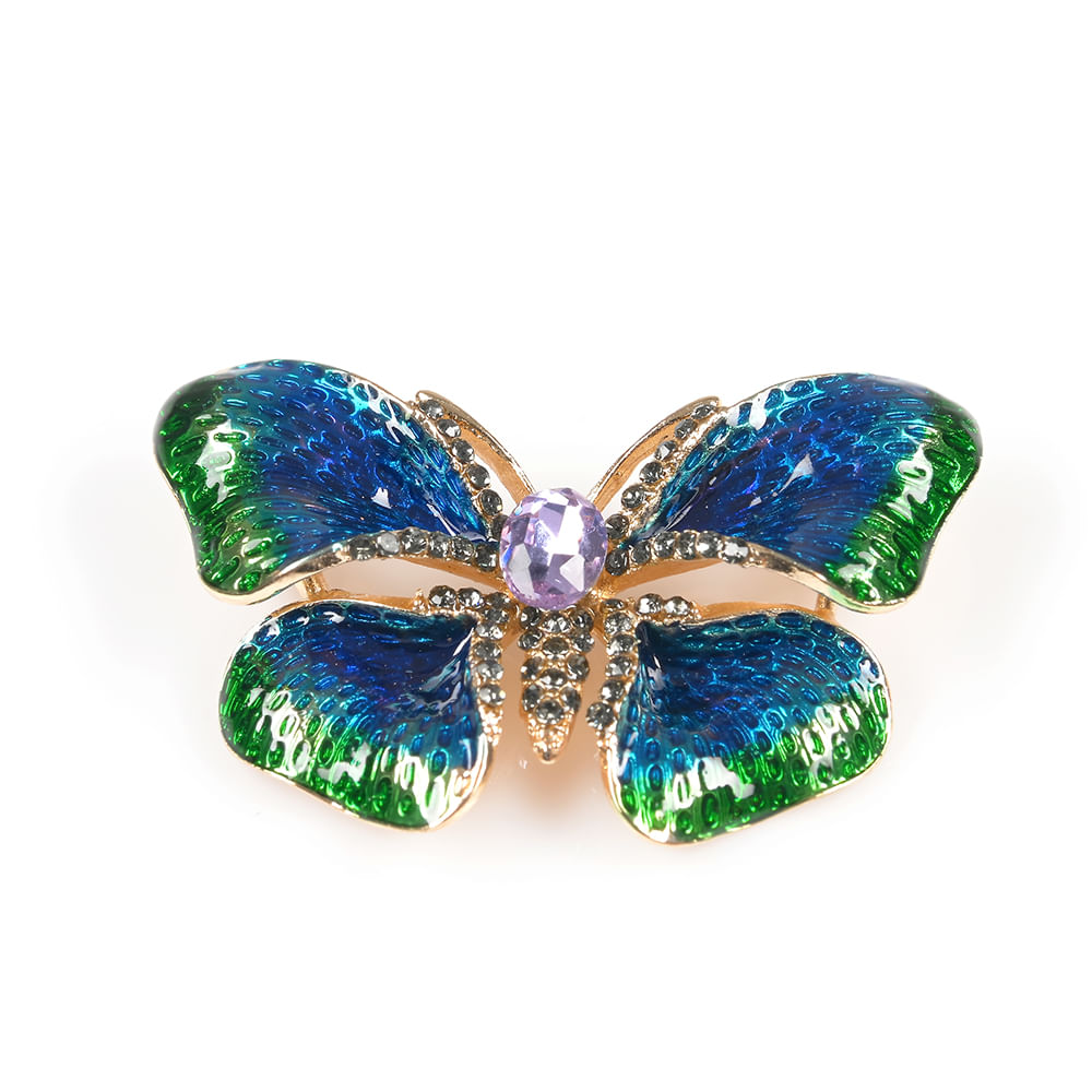Brosa martisor fluture cu aripi in nuante de verde si albastru