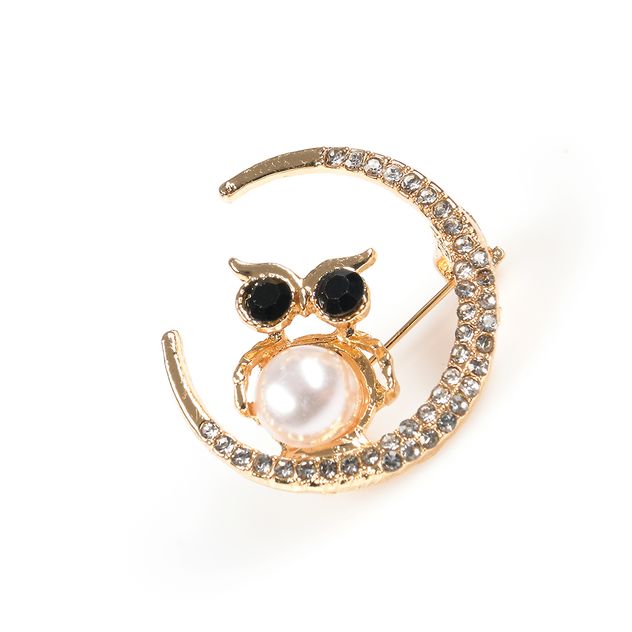 Brosa martisor semiluna si bufnita