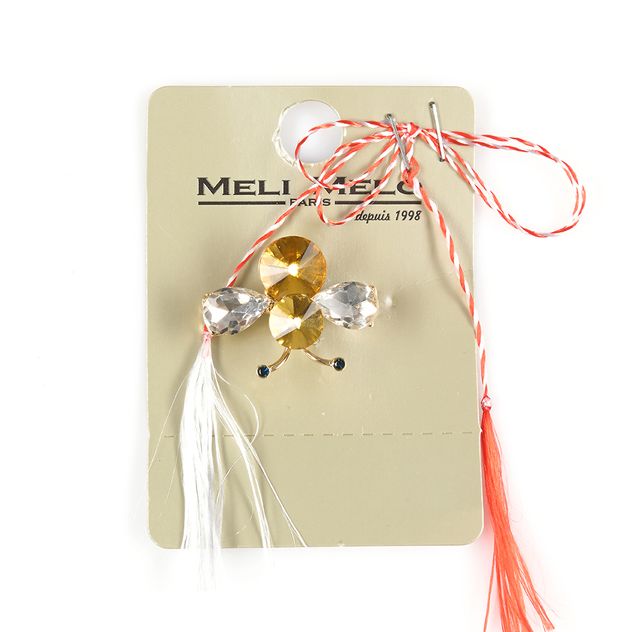 Brosa martisor albina cu pietre galbene