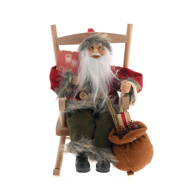 Decoratiune Mos Craciun pe scaun 35 cm