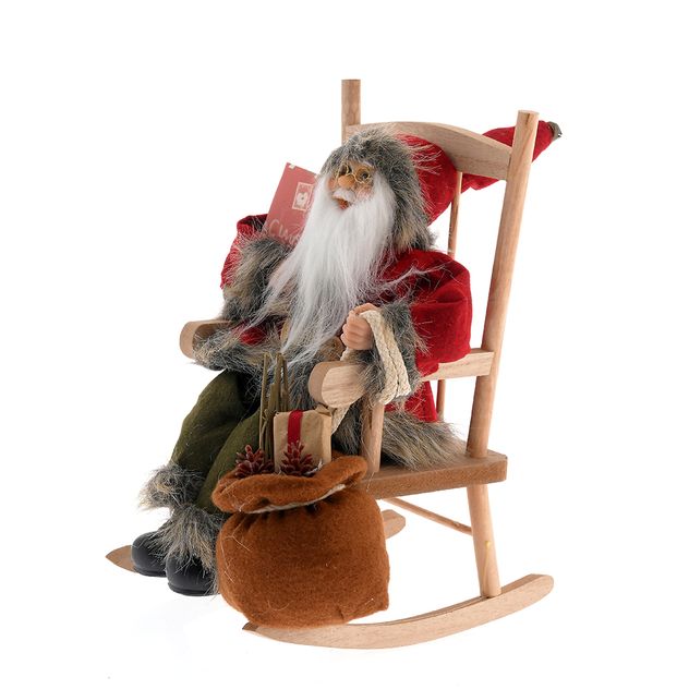 Decoratiune Mos Craciun pe scaun 35 cm
