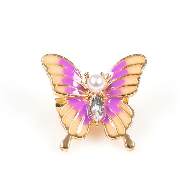 Brosa martisor fluture aripi roz si detalii aurii