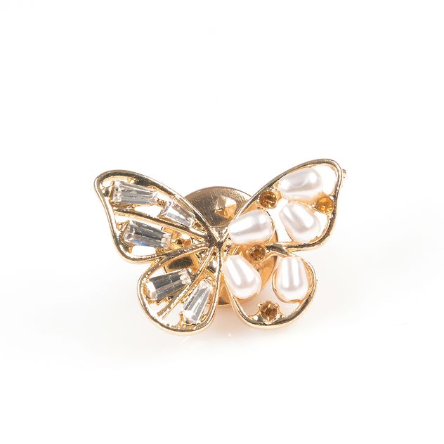 Brosa martisor fluture delicat cu perle albe si pietre