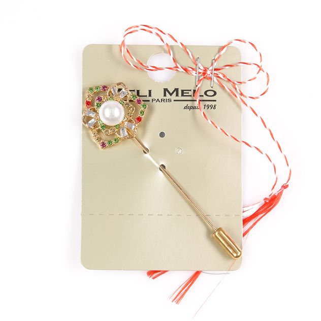 Brosa martisor tip ac cu floare