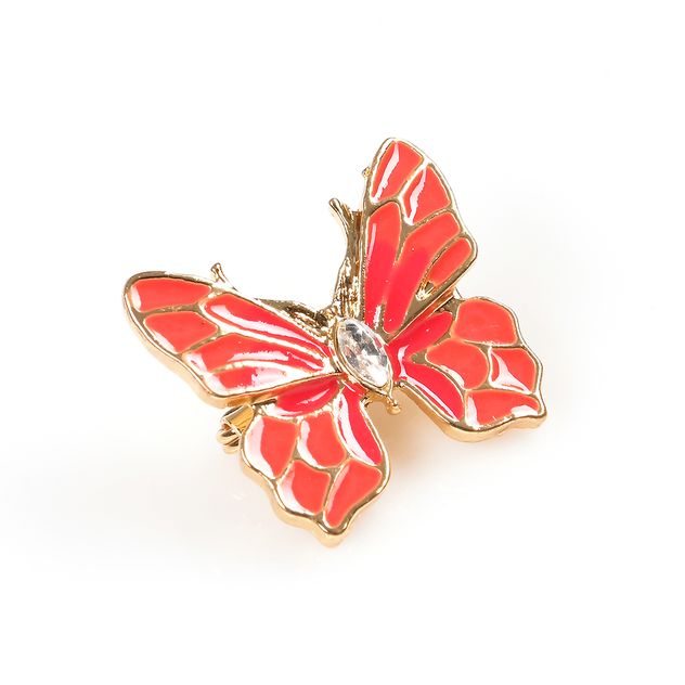 Brosa martisor fluture cu aripi bicolore si detalii aurii