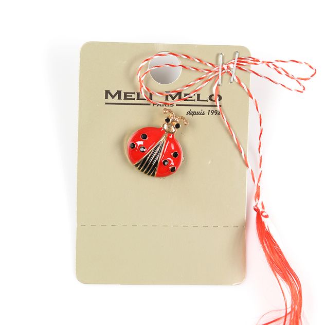 Brosa martisor in forma de buburuza cu detalii aurii