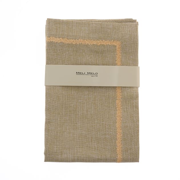 Fata de masa eleganta maro cu detalii decorative aurii