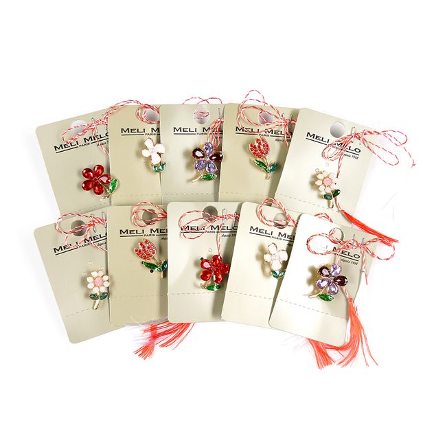 Set 10 brose martisor cu model floral