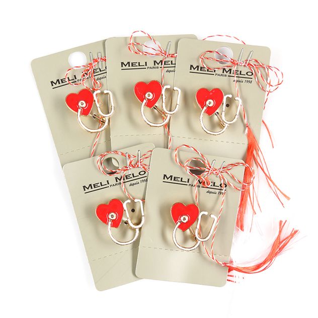 Set 5 brose martisor stetoscop in forma de inima