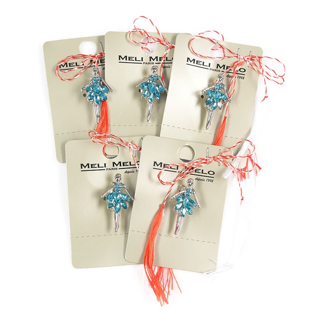 Set 5 brose martisor balerina cu rochie bleu