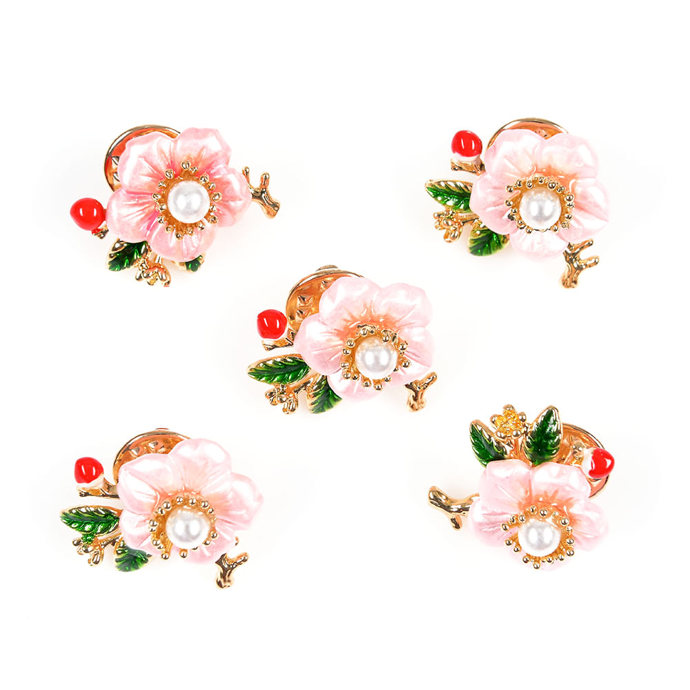Set 5 brose martisor floare roz