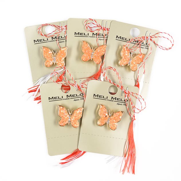 Set 5 brose martisor fluture portocaliu