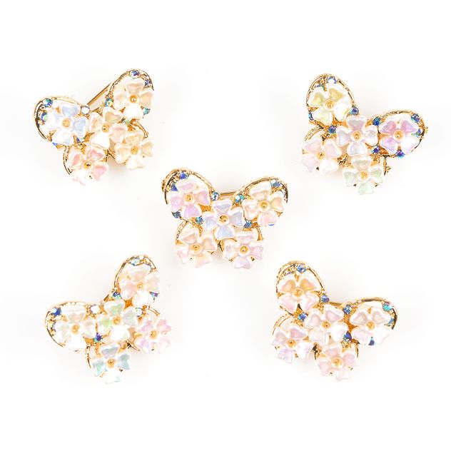 Set 5 brose martisor fluture cu flori albe