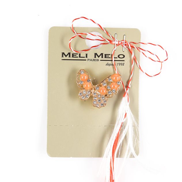 Brosa martisor fluture portocaliu elegant