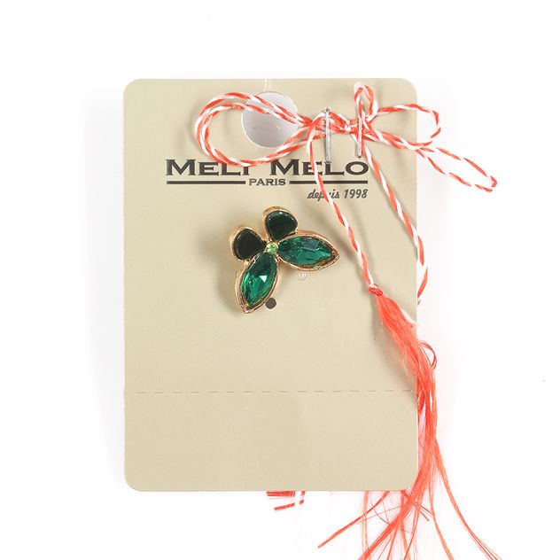 Brosa martisor fluture cu pietre verde smarald