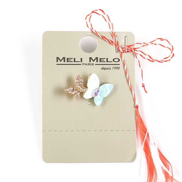 Brosa martisor fluture bleu cu pietre