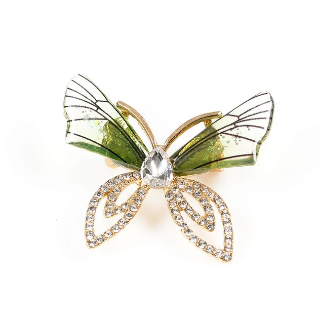 Brosa martisor fluture cu aripi verzi si contur auriu