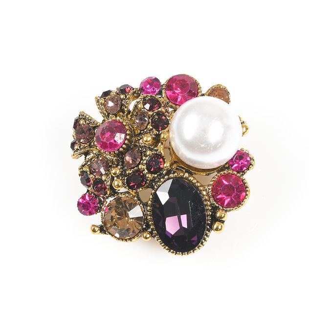 Brosa martisor cu pietre mov si perla alba