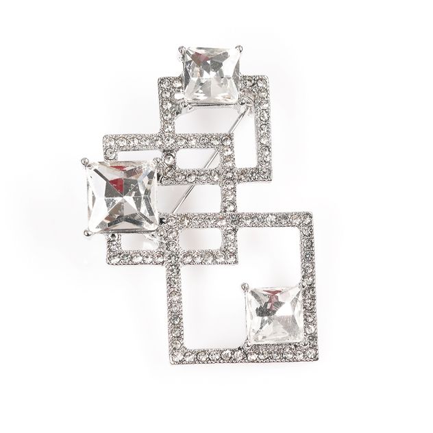 Brosa martisor argintiu cu pietre acrilice