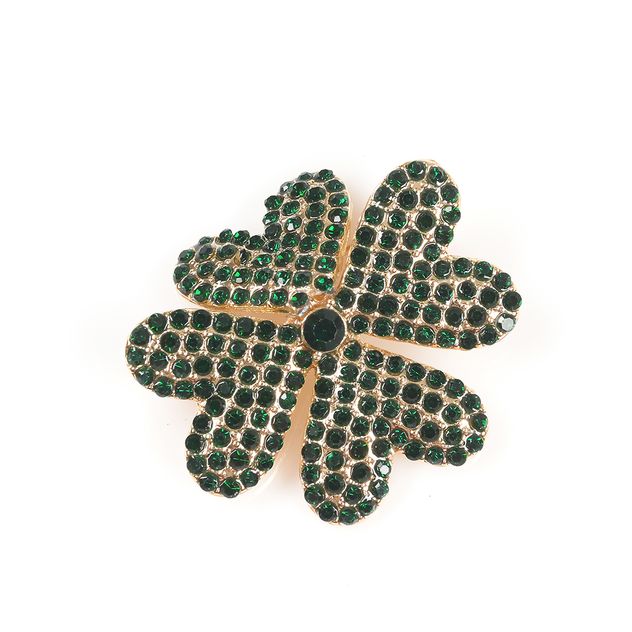 Brosa martisor trifoi elegant cu pietre verzi