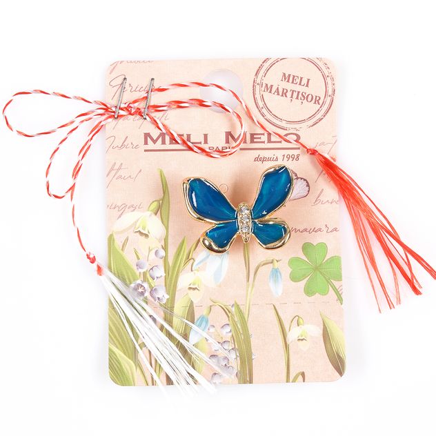 Brosa martisor fluture albastru