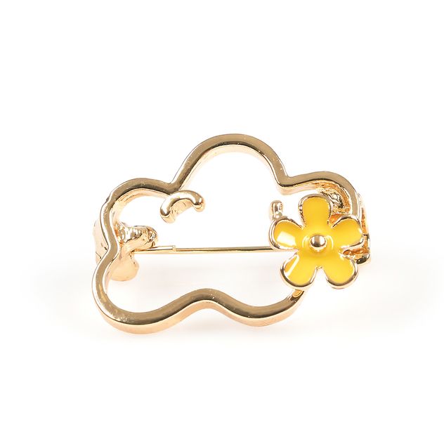 Brosa martisor nor auriu cu floare galbena