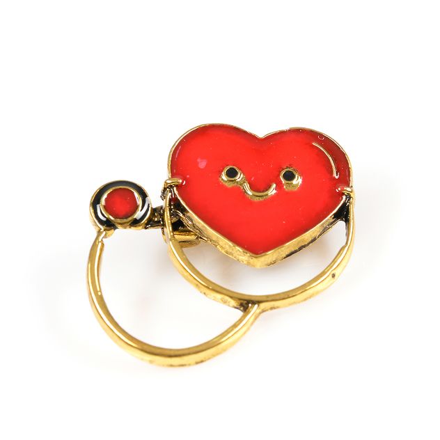Brosa martisor stetoscop auriu cu inima rosie