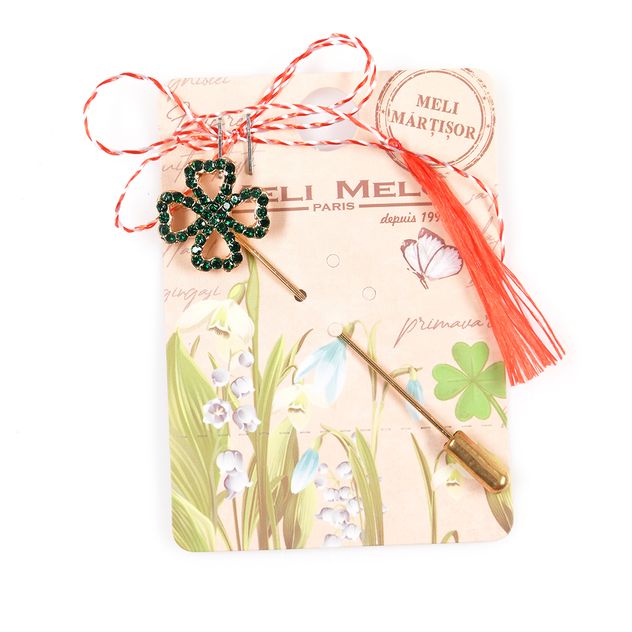 Brosa martisor tip ac cu trifoi