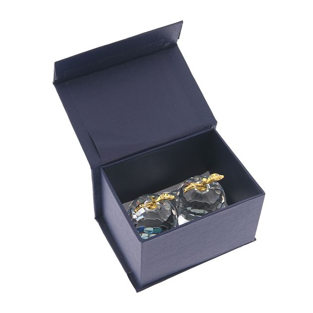 Set decorativ mere cristal cu suport oglinda 9 cm