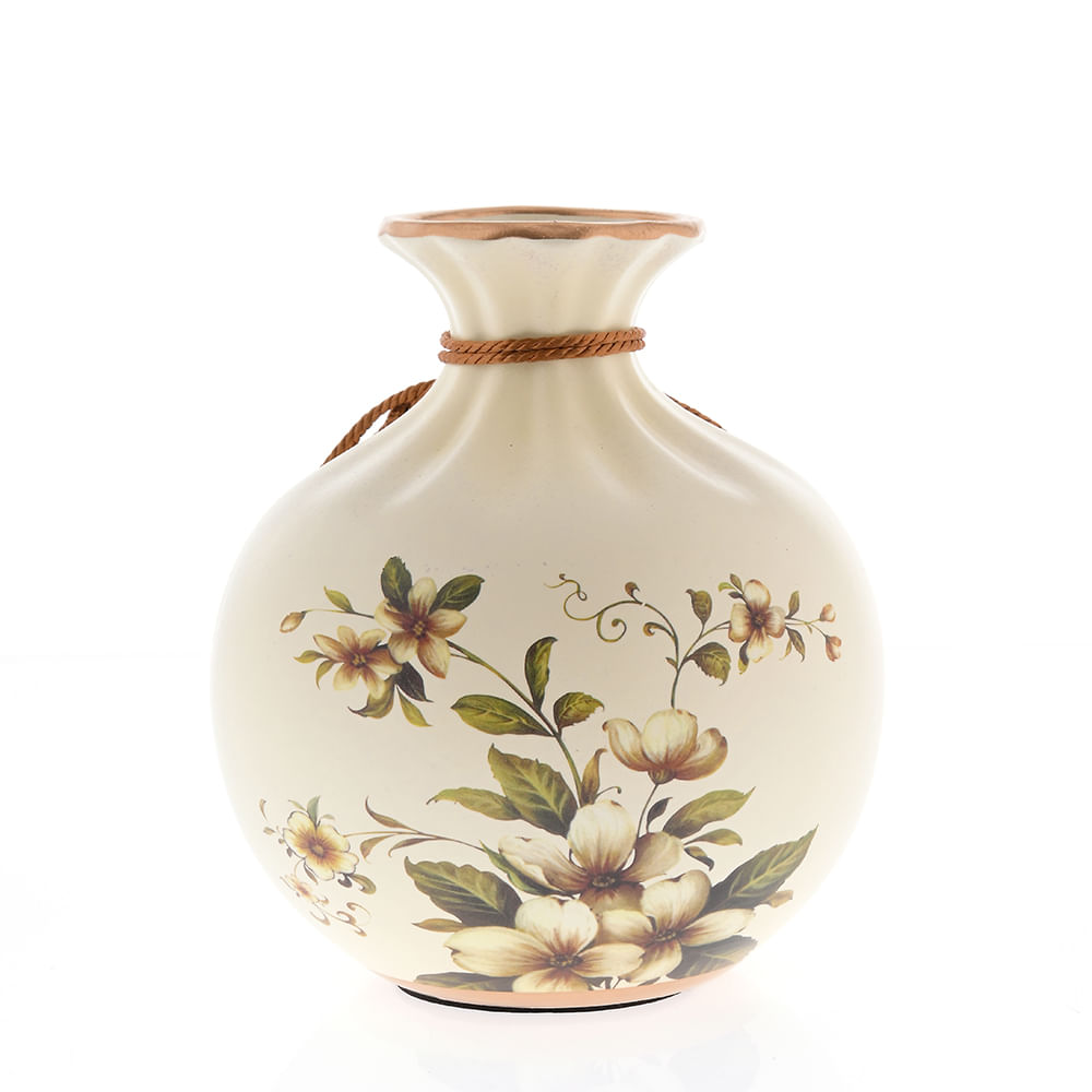 Vaza decorativa rotunda cu decor floral