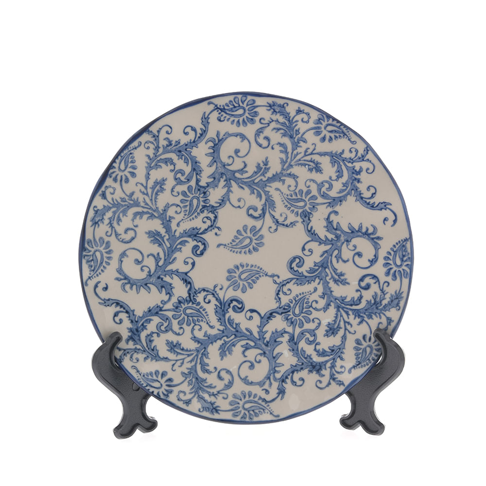 Platou decorativ cu motive florale albastre