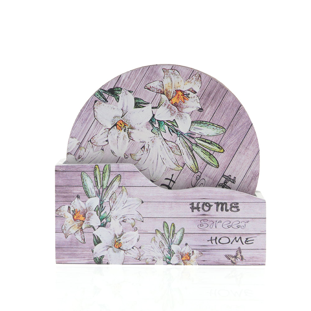 Set 6 coastere cu suport decorativ floral
