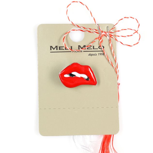 Brosa martisor artistic cu buze rosii