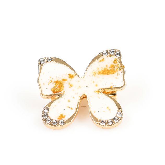 Brosa martisor fluture alb cu detalii aurii