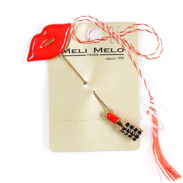 Brosa martisor tip ac cu buze rosii