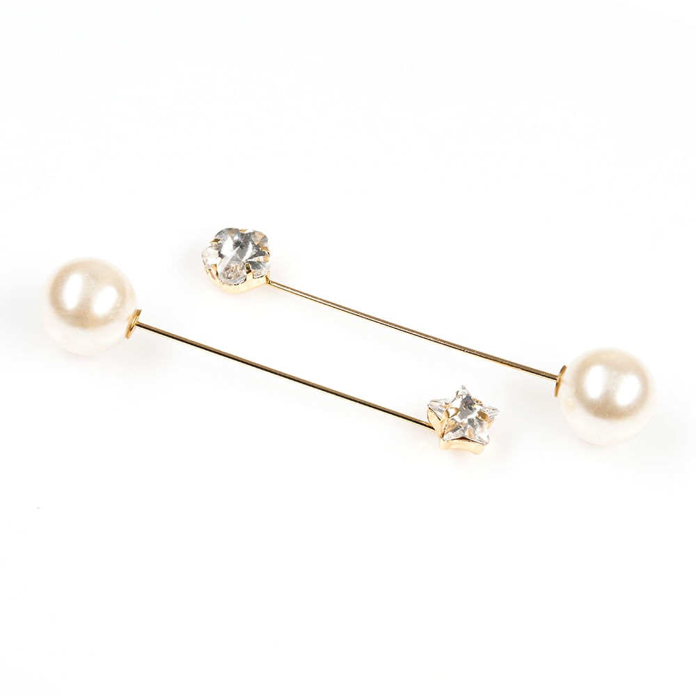 Brosa martisor dublu cu perle albe