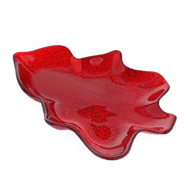 Platou rosu in forma de brad 30 cm