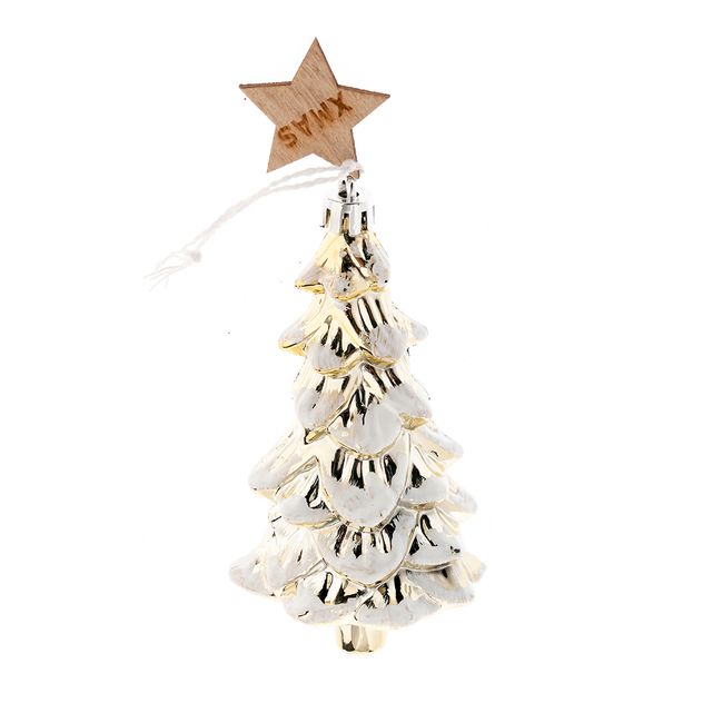 Glob brad auriu cu steluta decorativa 12 cm