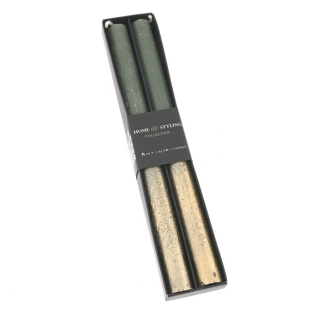 Set 2 lumanari decorative verde si auriu