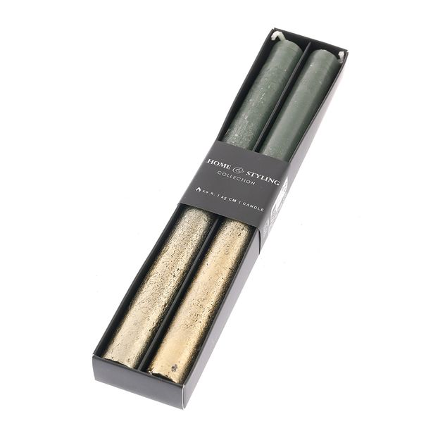 Set 2 lumanari decorative verde si auriu