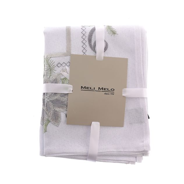 Set 4 servete de masa albe cu model de Craciun