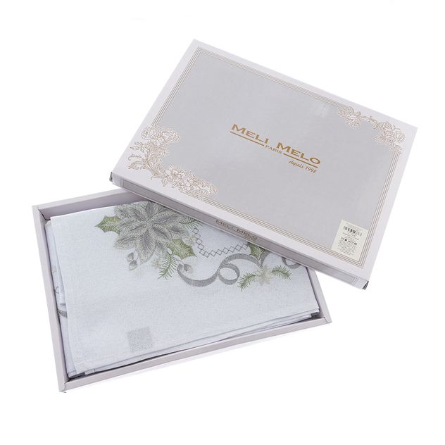 Set napron cu 4 servete albe de Craciun