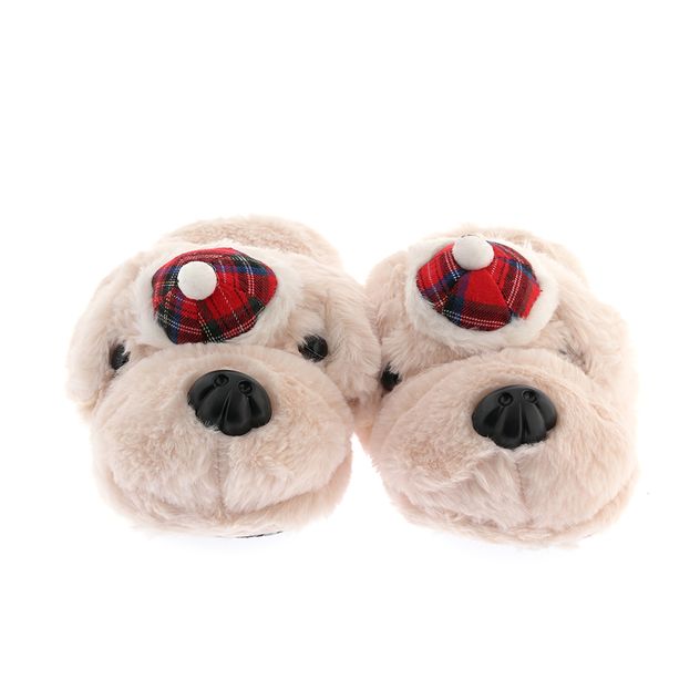 Papuci de casa pufosi cu catel