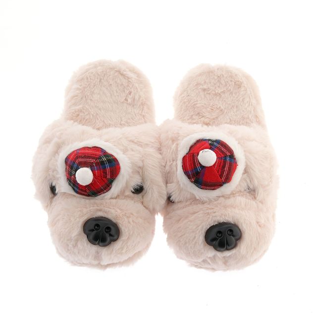 Papuci de casa pufosi cu catel