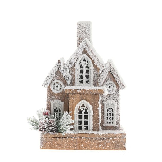 Decoratiune casuta de Craciun cu zapada 30 cm