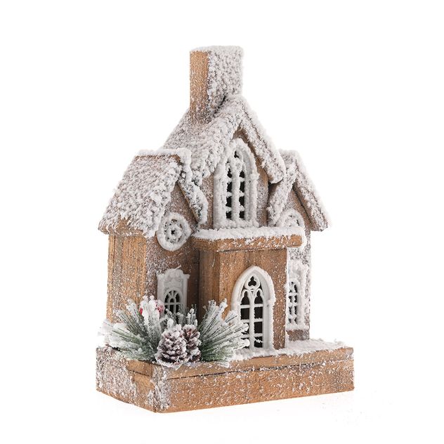 Decoratiune casuta de Craciun cu zapada 30 cm