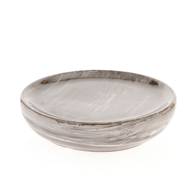 Savoniera ceramica rotunda cu finisaj lucios maro-bej 11 cm