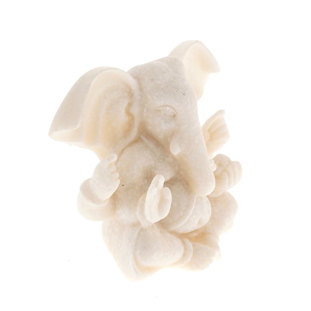 Statueta decorativa Ganesha din piatra alba 9 cm