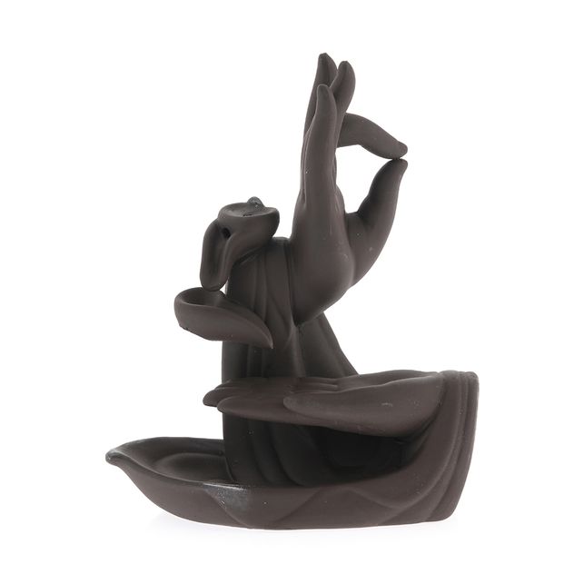Suport ceramic pentru conuri parfumate, model mana Buddha 20 cm